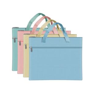 1PC 지퍼 파우치 11x14인치, 손잡이가 있는 대형 더블 포켓 방수 파일 가방, A4 사이즈 접이식 문서 보관 마카롱 컬러