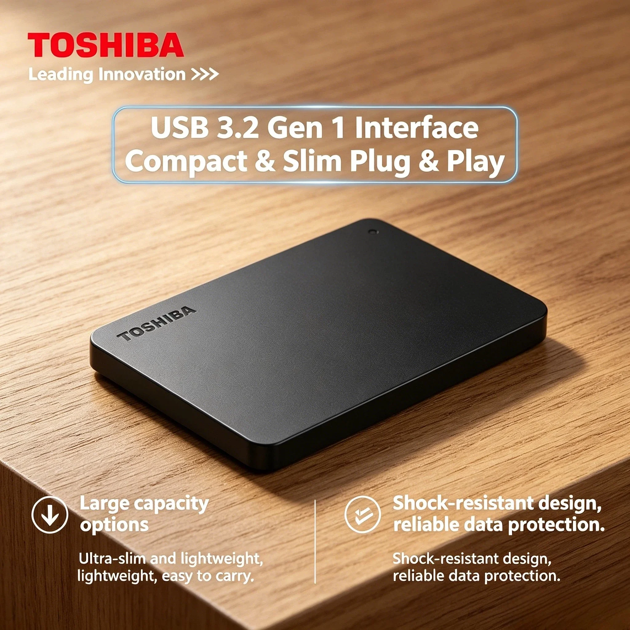 도시바 A3 HDTB410YK3AA 캔비오 베이직스 500GB 1TB 2TB 휴대용 외장 하드 드라이브 USB 3.0 블랙 데이터 전송 확장