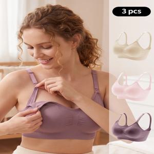 3PCS 세트 심리스 임산부 수유 브라 여성 무선 모유 수유 브라 조절 가능한 어깨끈 지원 임신 속옷