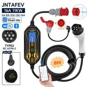 11KW 16A 휴대용 EV 충전기 타입2 5M 충전 케이블 WiFi 앱 제어 월박스 가정용 전기차 충전기