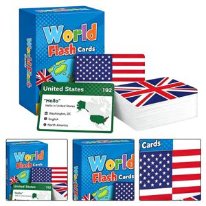 245pcs 세계 국기 플래시 카드 교육용 학습 플래시 카드 지리 게임 조기 교육을 위한 국기 세계 지도