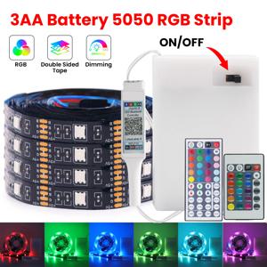 유연한 LED 스트립 조명, RGB 5050 3AA 배터리 전원, TV 백라이트 바 캐비닛용 리모컨 포함, 5V