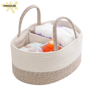 PANGDUBE 접이식 기저귀 캐디 주최자 - 보육용 기저귀 스태커 및 캐디용 휴대용 아기 보관 가방 면 린넨 바구니