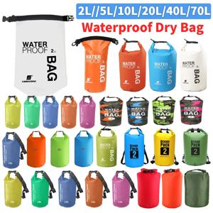 2L/5L/10L/20L/40L PVC 방수 드라이 백 래프팅 전화 파우치 야외 다이빙 접이식 스토리지 강 바다 용 비치 수영 가방
