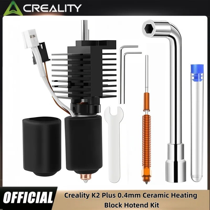 Oficial Creality K2 Plus 세라믹 히팅 블록 키트, 0.4mm 퀵 스왑 노즐, 실리콘 커버, 청소용 핀 및 앨렌 키 포함