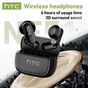 HTC NE51 블루투스 이어폰 TWS 스포츠 무선 헤드폰 긴 배터리 수명 마이크 내장 인이어 이어버드 AI 번역기 이어버드