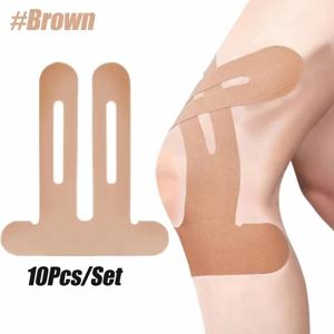 무릎용 키네시올로지 테이프 10개, 방수 및 탄력성, 통기성 무릎 테이프, 운동용 테이프, 달리기 시 지지 및 안정성 제공