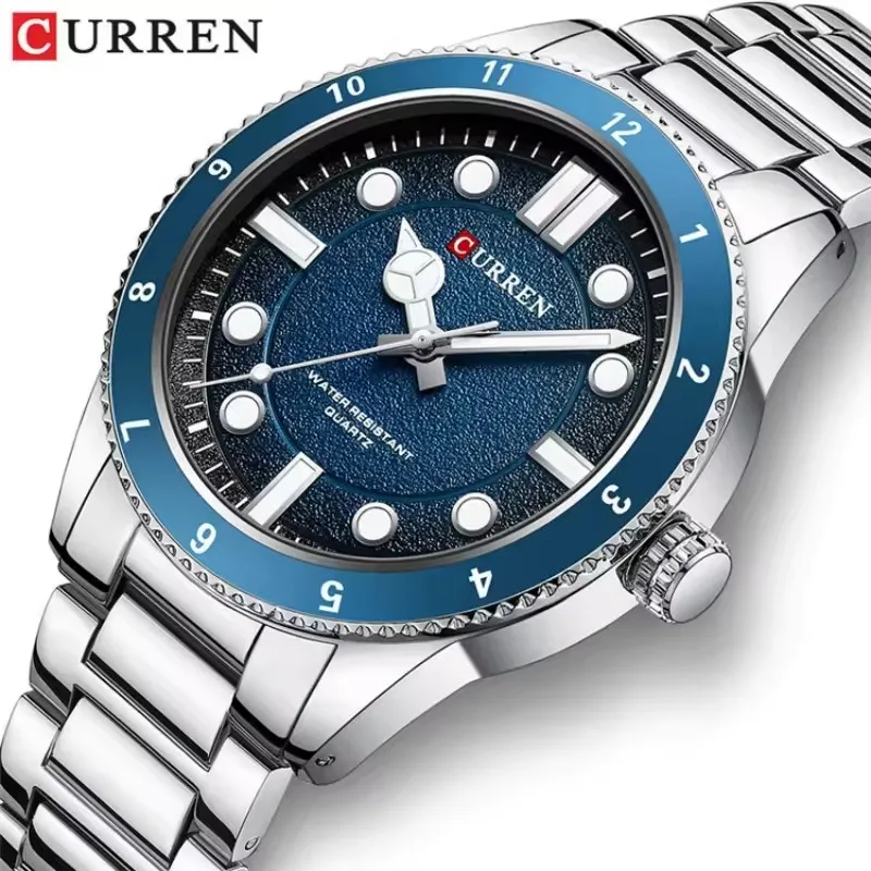CURREN 8450 밀리터리 스포츠 시계 남성용 야간 조명 방수 스틸 스트립 쿼츠 남성용 비즈니스 레저 시계 Relogios Masculino