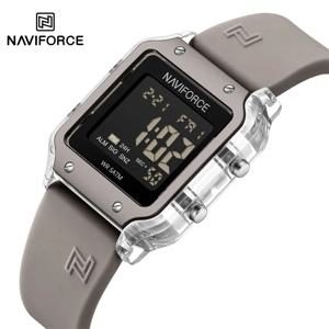 NAVIFORCE 다기능 디지털 여성 시계 시간 날짜 주간 표시 실리콘 스트랩 방수 여성 캐주얼 스포츠 손목시계