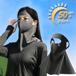 아이스 실크 자외선 차단 페이스 마스크 UPF50+ 쿨링 넥 게이터 여름 통기성 선스카프 (사이클링, 운전, 야외 스포츠용)