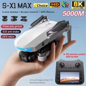 S-X1 Max RC 드론 8K HD 3축 360도 °   카메라 WIFI 4.5인치 스크린 컨트롤 GPS 장애물 회피 접이식 쿼드콥터 30분 비행