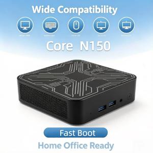 2026 N150 미니 데스크탑 호스트 16GB RAM 1TB M.2 NVMe SSD 3개의 4K 60Hz 화면 WiFi6 무소음 냉각 팬리스 소형 컴퓨터 프로 맥스