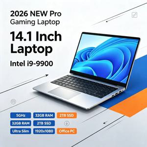 2026 신형 프로 게이밍 노트북 14.1인치 인텔 i9 9900 5GHz 32GB 램 2TB SSD 울트라 슬림 1920x1080 노트북 사무용 PC