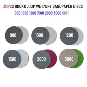 30pcs 3in/75mm 습식/건식 800 1000 1200 1500 2000 3000 그릿 샌딩 디스크 방수 샌딩 디스크 샌드 페이퍼 연마 도구