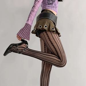 로리타 스타킹 Womens Fishnet Tights 섹시한 기하학 줄무늬 팬티 스타킹 등나무 메쉬 레이스 고딕 귀여운 Seamless Fishnet Legging