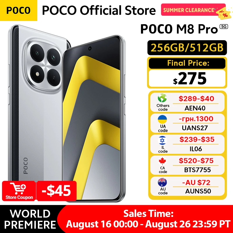 새로운 포코 M8 프로 5G 스마트폰 글로벌 버전 스냅드래곤 7s 4세대 NFC 6.83인치 1.5K 120Hz 디스플레이 6500mAh 100W 충전