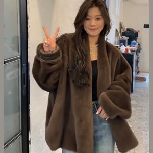 여성 모델 가을 겨울 탑 코트 인조 모피 럭셔리 친환경 Murad 두꺼운 따뜻한 개성 빈티지 부드럽고 편안한