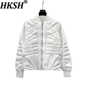 HKSH 가을 겨울 신상 남성용 거위털 재킷 경량 레이 디자인 시크 여성 패딩 코트 테크웨어 다크 펑크 HK12434