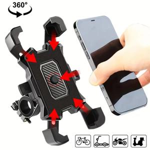 360도 회전 자전거 전화 홀더 자전거 모토 오토바이 휴대 전화 브래킷 iPhone Xiaomi Huawei 용 미끄럼 방지 사이클링 스탠드