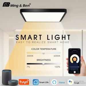 투야 LED 천장등 0.94인치 초슬림 36W 사각형 음성 제어 알렉사 스마트 램프 주방 침실 거실 실내등