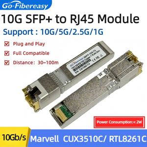 SFP 10Gb RJ45 광섬유 모듈 30m,80m,100m 1G/2.5/5/10G SFP+ - RJ-45 10GBase-T 송수신기 (Cisco/Mikrotik/DELL/Intel 스위치용)