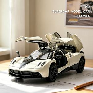 1:43 합금 3도어 오픈형 HUAYRA 다이캐스트 모델 레이싱카 장난감, 후진액션 기능 포함, 수집 및 장식용 모델카 선물