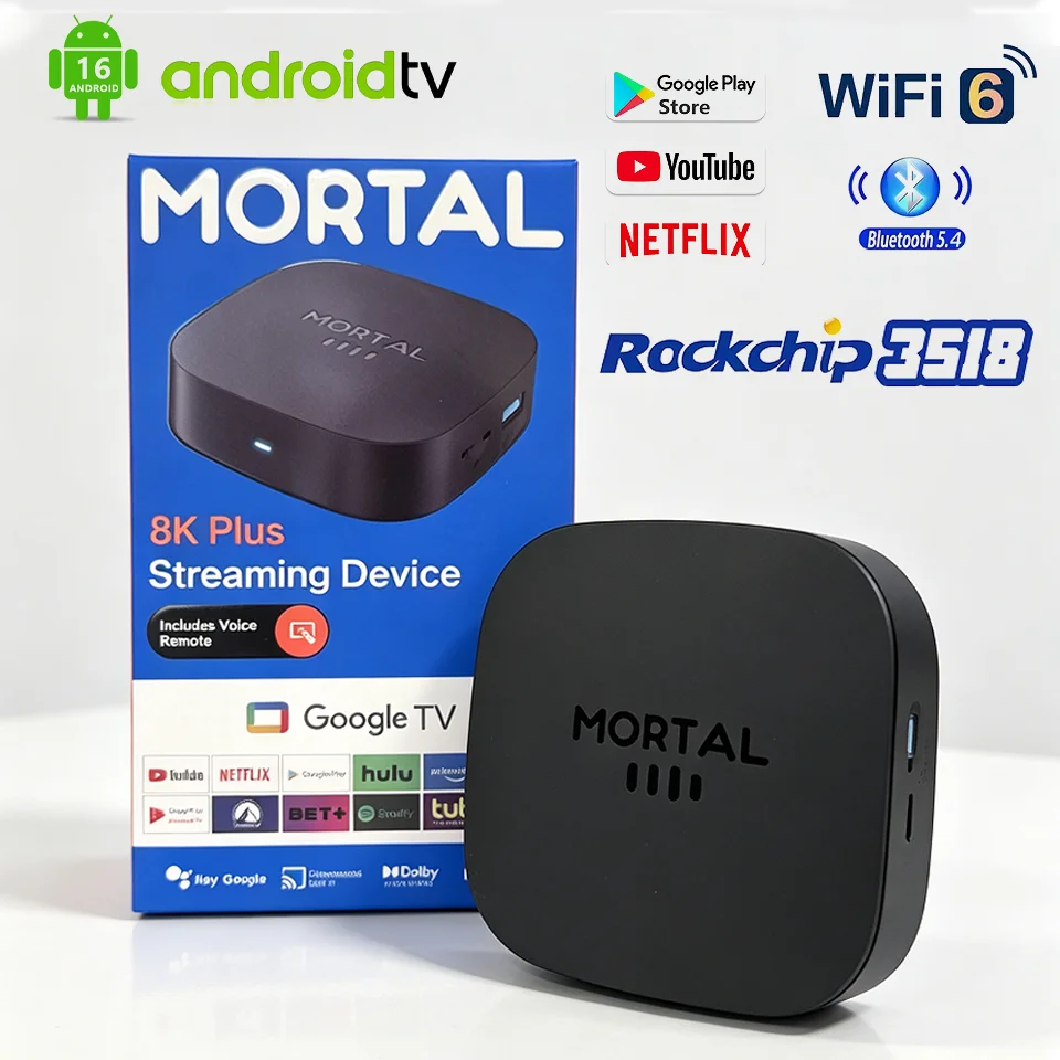 새로운 2026 안드로이드 TV 박스 T1+ Rockchip RK3518 안드로이드 14 8GB 램 128GB 롬 WiFi 6 BT 5.4 듀얼 UI 8K 울트라 HD 스마트 미디어 플레이어