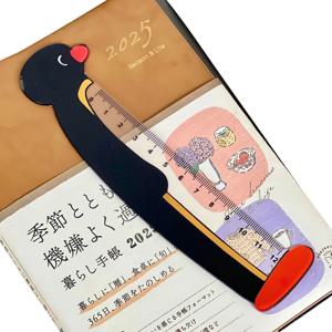 귀여운 애니메이션 핀구 펭귄 모양의 직선 자, 다기능 북마크, 어린이 학생 생일 선물용 인스 스타일 아크릴 문구류