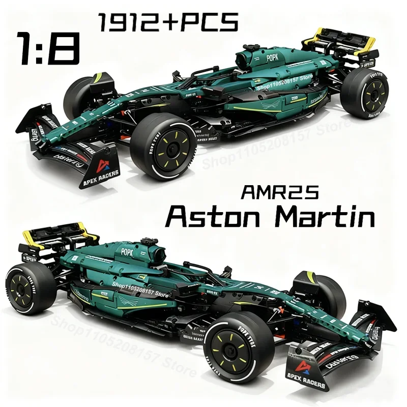 MK6022 1912PCS 1:8 뉴 테크닉 마틴 아람코 AMR25 빌딩 블록 MOC 스포츠카 DIY 조립 모델 세트 장난감 선물 (남아용) 장식