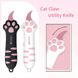 접이식 귀여운 고양이 발 모양 다용도 칼, 휴대용 안전 개봉 도구, 사무실 및 가정용 종이 절단 도구 ﻿