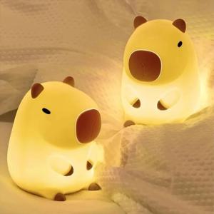 귀여운 애완 동물 카피바라 수면등 만화 실리콘 창의적인 침실 수면등 방 장식 생일 선물 크리스마스 장식