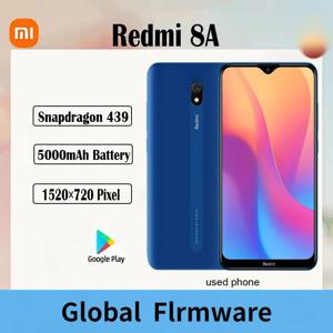 글로벌 펌웨어 중고폰 샤오미 레드미 8A 4G 휴대폰 5000mAh 대용량 배터리 6.22인치 듀얼 SIM 오리지널 스마트폰 구글 플레이