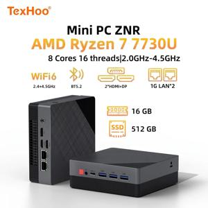 텍스후 미니 PC AMD 라이젠7 7730U 윈도우 11 8G DDR4 2666MHz 256G M.2 SSD 데스크탑 미니 컴퓨터 WIFI6 BT5.2 듀얼 4K 디스플레이