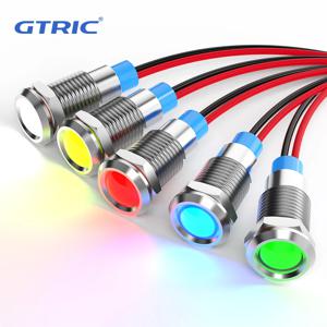 GTRIC LED 금속 표시 등 5PCS 신호 램프 파일럿 와이어 스위치 6/12/24/36/110/220V 와이어 연결 빨간색 노란색 파란색 녹색 흰색
