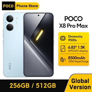 포코 X8 프로 맥스 5G 스마트폰 글로벌 버전 디멘시티 9500s 8500mAh 100W 충전 6.83인치 1.5K 120Hz 디스플레이 50MP NFC