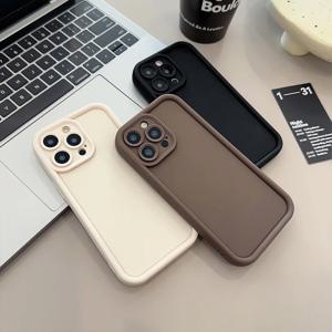 아이폰 15, 14, 13, 12, 11 프로 맥스 플러스, 7, 8 SE, X, XR, XS 맥스용 세련된 휴대폰 케이스, 슬림 보호 충격 방지 커버, 베이지 다크 브라운 블랙
