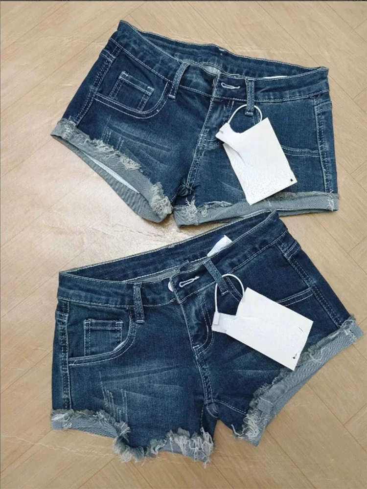 여성용 술 데님 반바지 streetwear 로우 허리 미니 청바지 반바지 2000 년대 빈티지 y2k 카우보이 짧은 바지 하라주쿠 의류