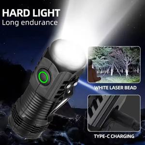 새로운 초강력 플래시 라이트 3 코어 LED 미니 EDC 전술 토치 USB 충전식 야외 캠핑 낚시 LED 모자 클립 램프