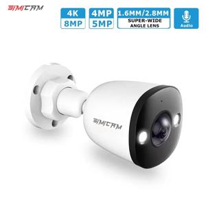 4K 8MP POE 보안 IP 카메라 5MP 4MP 초대형 광각 렌즈 1.6MM2.8MM 스마트 알람 컬러 야간 투시경 호환 Onvif NVR