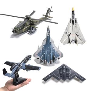 조립식 장난감 비행기 모델 B-2 Er F22 A10 SU57 전투기 AH-64 헬리콥터 항공기 블록 장난감 군사 컬렉션 선물