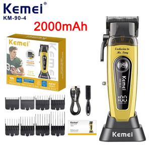 Kemei KM-90-4 이발사를위한 전문 11500 RPM 헤어 클리퍼 남성용 충전식 트리머 브러시리스 모터 헤어 커팅 머신