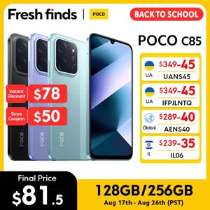 [월드 프리미어] 글로벌 버전 POCO C85 휴대폰 NFC 128GB/256GB 6.9인치 도트 드롭 디스플레이 6000mAh Helio G81-Ultra 33W
