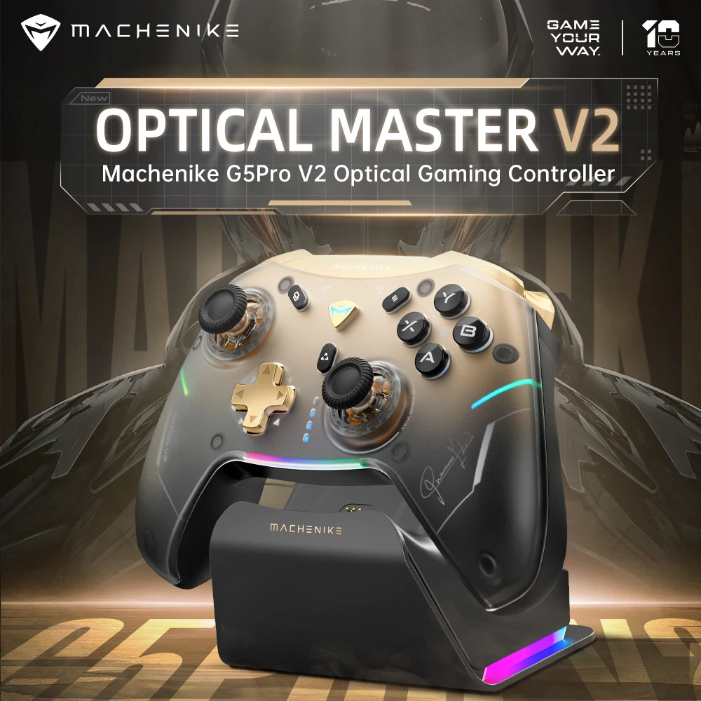 MACHENIKE G5Pro V2 트라이 모드 게임 컨트롤러 광학 트리거 ABXY 버튼 핫 스왑 가능 조이스틱 스위치 PC용 4K 해상도