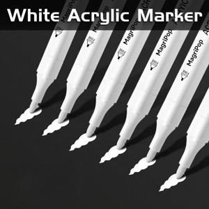 흰색 아크릴 마커, 검은 종이, 타이어, 플라스틱, 돌, 금속, 예술가, 초보자를 위한 페인팅을 위한 영구 펜 미술 용품
