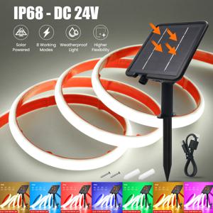 24V COB 네온 스트립 IP68 방수 화이트/레드/아이스 블루/핑크/그린/핑크/퍼플 태양광 구동 플렉시블 리본 로프 LED 조명