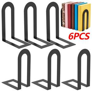 6Pcs 금속 북엔드 세트 컴팩트하고 안정적인 책 홀더 미니멀리스트 북 스토퍼 홈 오피스 장식을 위한 데스크탑 스토리지 액세서리