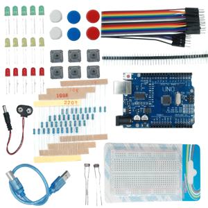 UNO R3 미니 브레드보드 LED 점퍼 와이어 버튼이 포함된 스타터 키트, 아두이노 DIY 키트, 학교 교육용, 실험실용