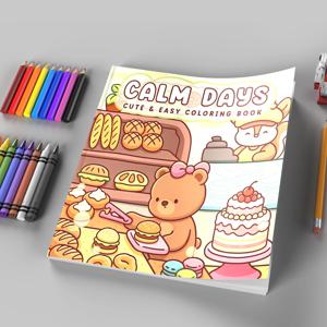 CALM DAYS 성인을 위한 대담하고 쉬운 패턴 색칠 공부 책 귀여운 그림책 생일 선물로 완벽한 선물 개학 예술 용품