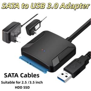 USB3.0 to SATA 3.5 HDD 케이블 SATA III 하드 드라이브 어댑터 컨버터 (2.5인치 SSD HDD 하드 드라이브 디스크용) 12V/2A 전원 어댑터 포함
