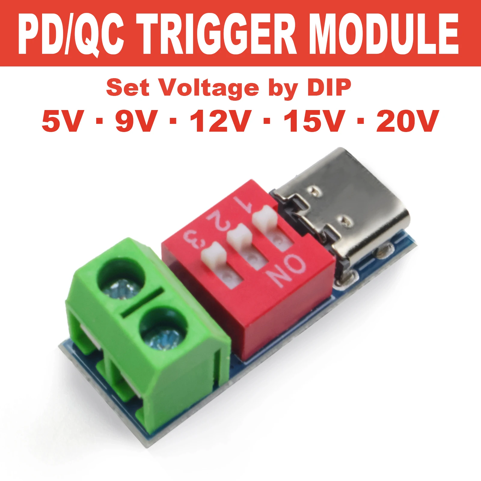 PD 트리거 모듈 타입-C 5V 9V 12V 15V 20V 조절 가능 디코이 100W 플러그 앤 플레이 무납땜 고속 충전 DIY 전자제품